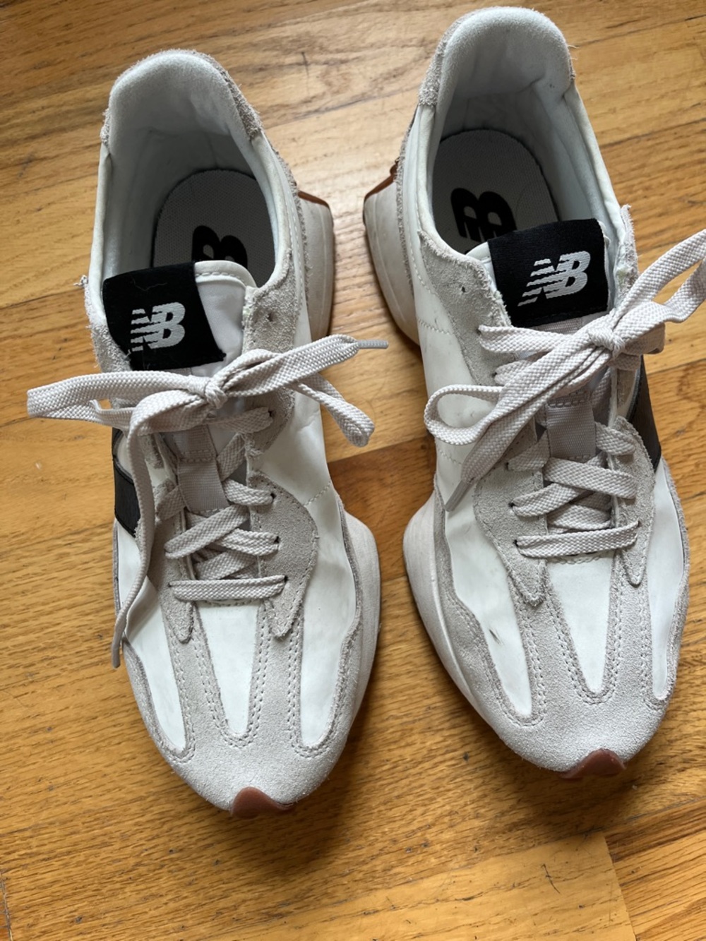New Balance White, Beige and Black Retro Sneakers